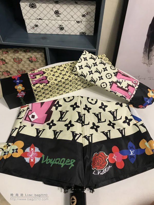 LV路易威登傘 最新爆款 專櫃夏季新款 全自動折疊晴雨傘 防曬隔熱 防紫外線  zm1084